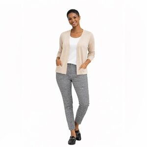 Hybrid & Company Houndstooth Skinny Pants Black White Stretch Size 1X